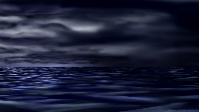 Dark Ocean Under Stormy Clouds
