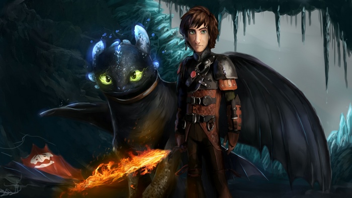 Hiccup and Toothless in Mystical Cave - How to Train Your Dragon