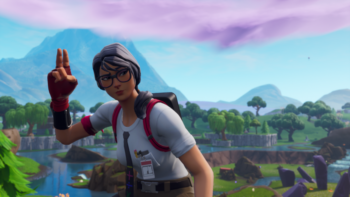 Fortnite character with glasses and backpack