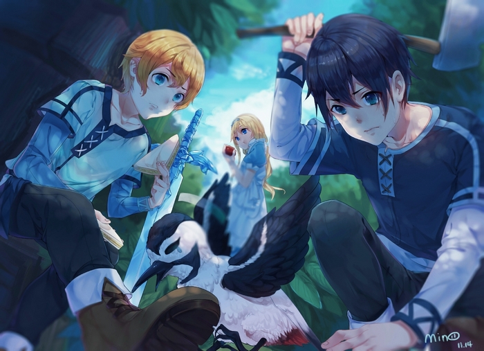 Kirito, Eugeo, and Alice from Sword Art Online
