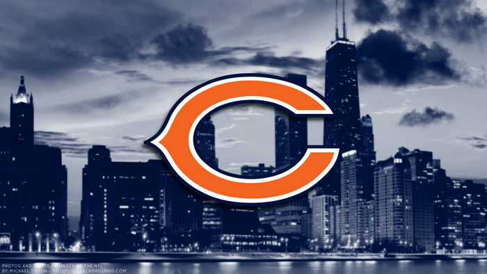 Chicago Bears NFL Logo over City Skyline