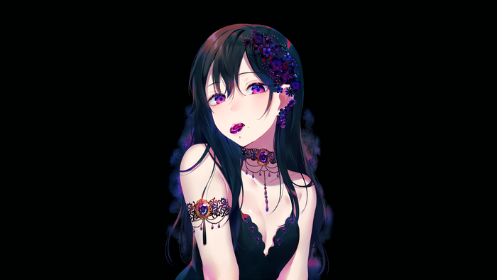 Mysterious Girl in Elegant Black Dress