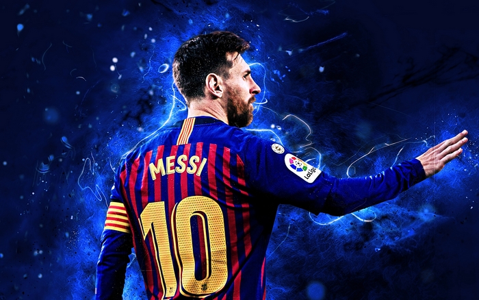 Lionel Messi Celebrating in FC Barcelona Jersey
