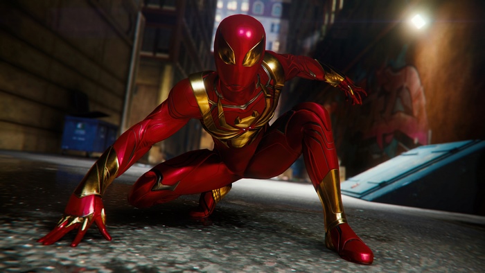 Iron Spider Pose in Urban Alley