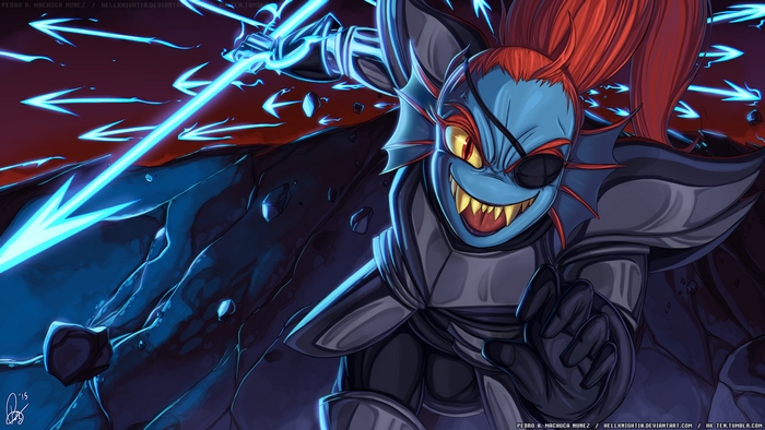 Undyne from Undertale with spear