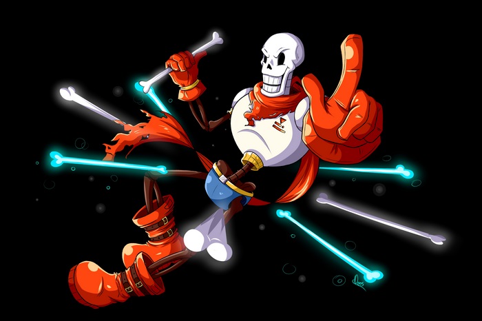Papyrus from Undertale with blue bones