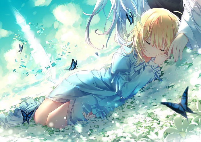 Saber from Fate Series sleeping with Merlin