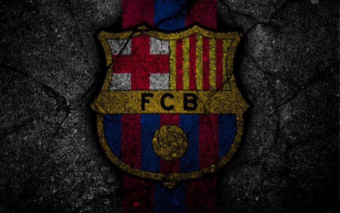 FC Barcelona logo on cracked stone texture