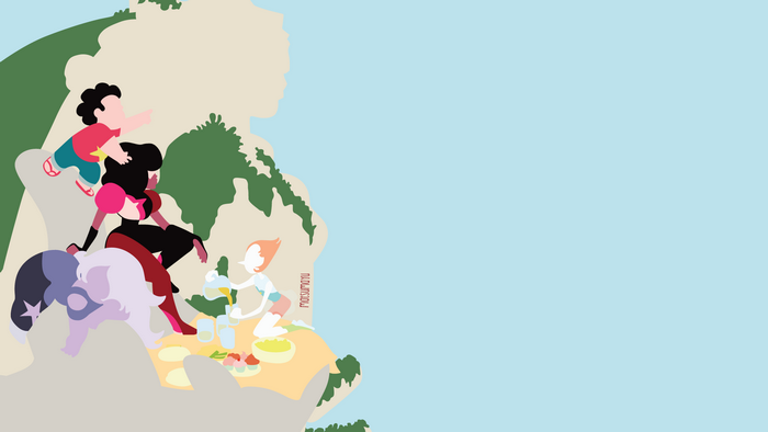Steven Universe characters on a cliffside picnic