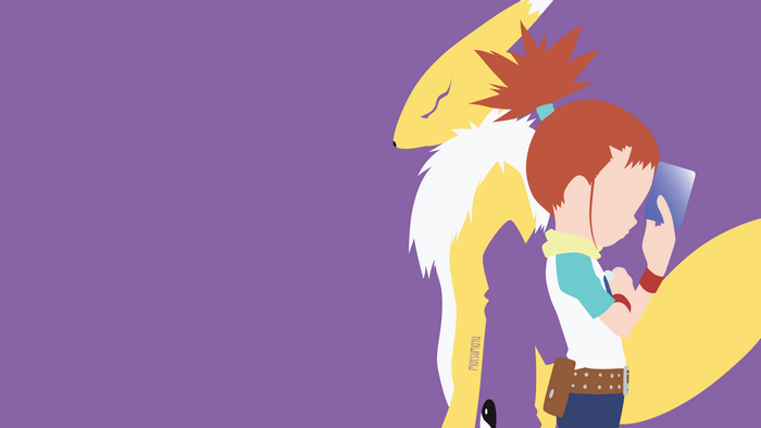 Ruki Makino and Renamon from Digimon