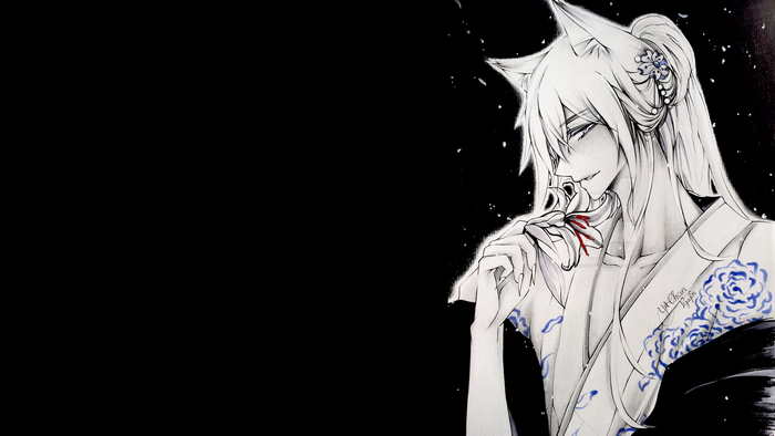 Tomoe from Kamisama Kiss holding a flower