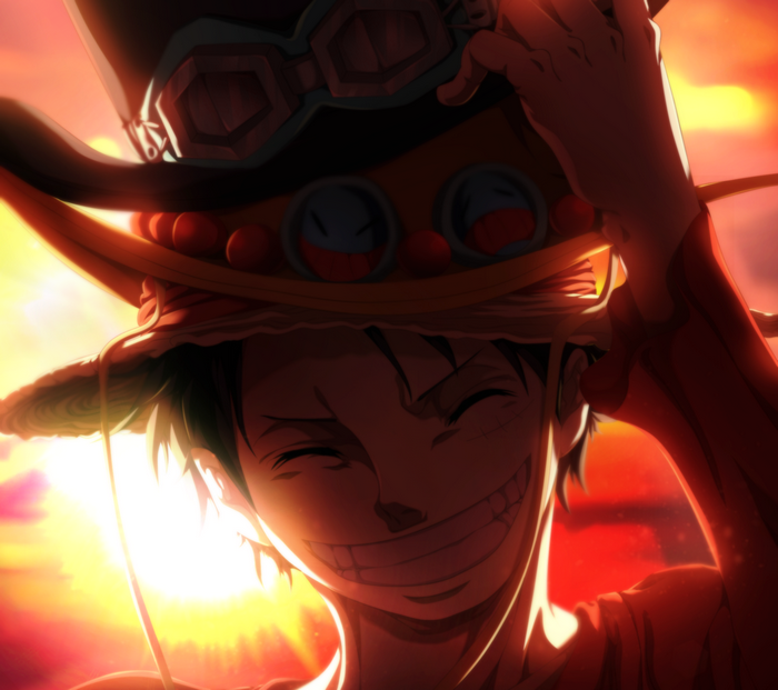 Monkey D. Luffy Smiling at Sunset