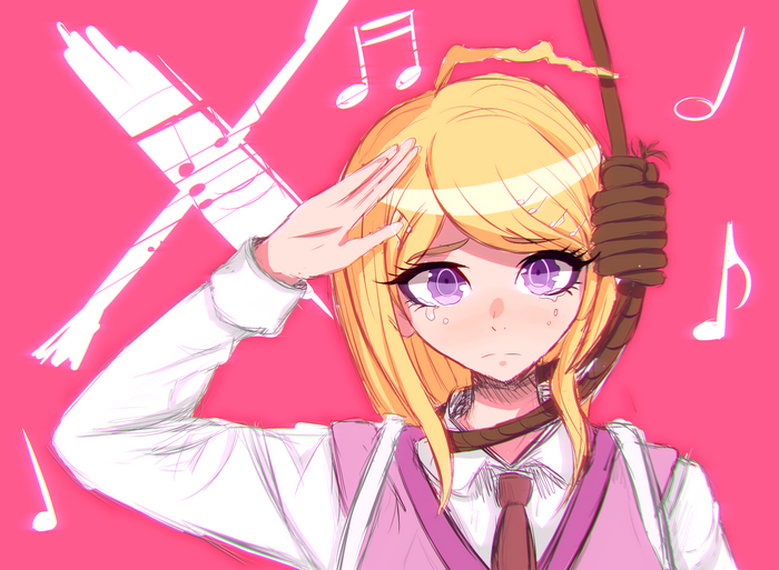 Kaede Akamatsu from Danganronpa with a noose