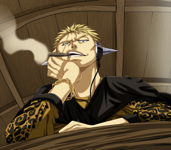 Laxus Dreyar smoking a cigarette