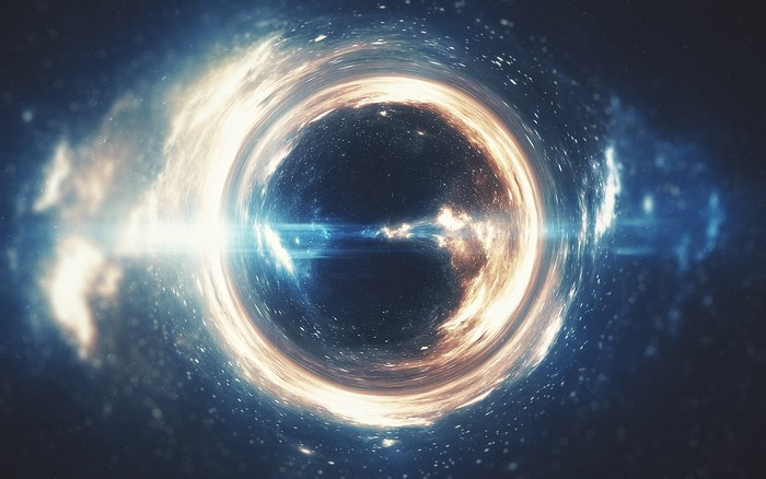 Glowing Black Hole in Deep Space