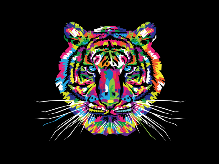 Colorful abstract tiger portrait