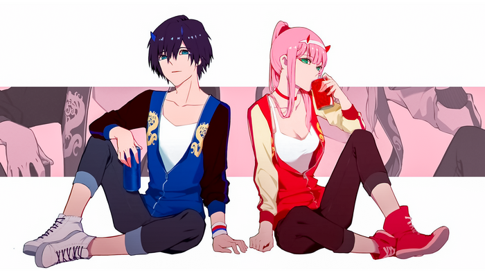Hiro and Zero Two from Darling in the FranXX