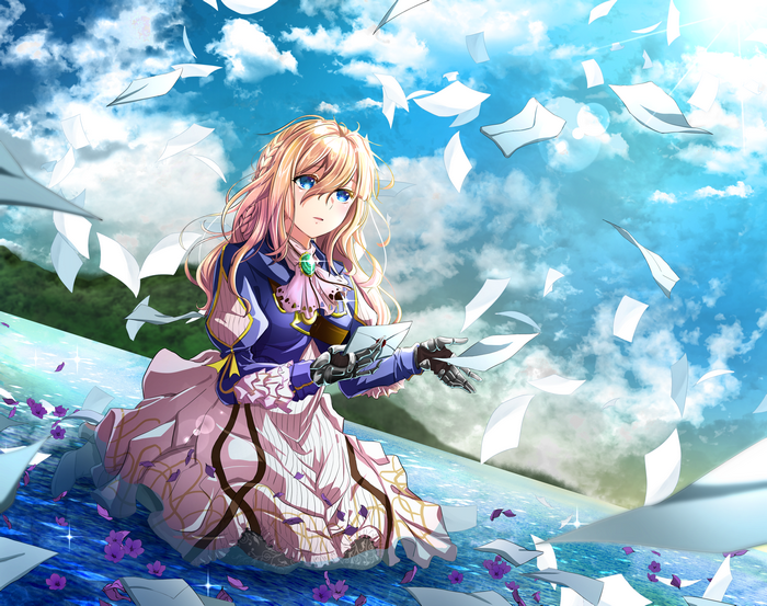 Violet Evergarden with letters flying