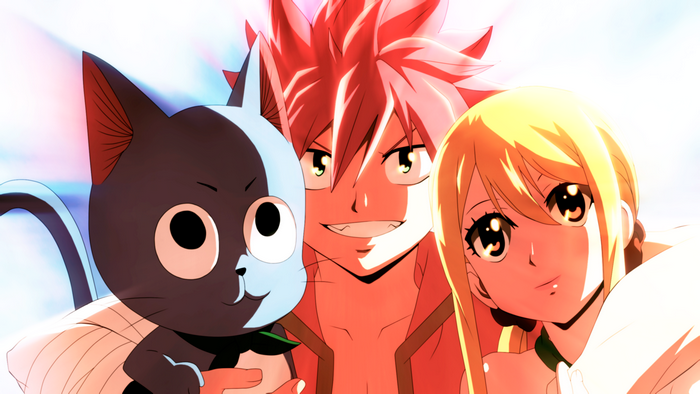 Natsu Dragneel, Happy, and Lucy Heartfilia from Fairy Tail