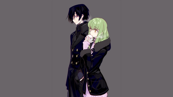 Lelouch and C.C. in Dark Stylish Outfits Code Geass
