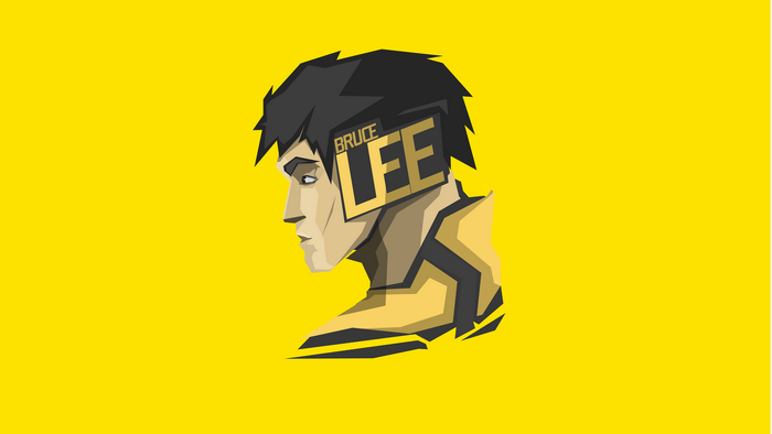 Minimalist Vector Art of Bruce Lee in Yellow
