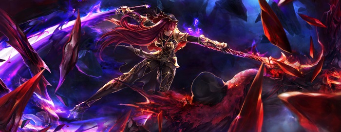 Scathach from Fate/Grand Order fighting