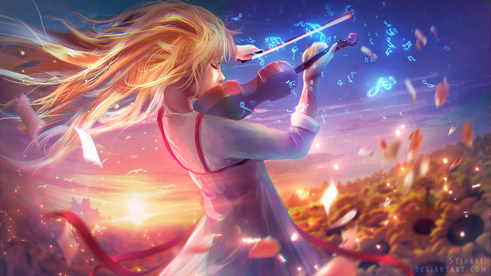 Kaori Miyazono Playing Violin at Sunset