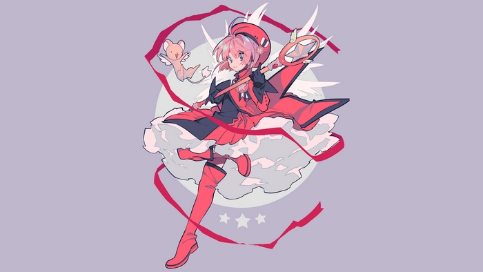 Sakura Kinomoto from Cardcaptor Sakura with Keroberos