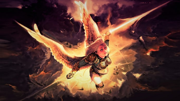 Angel Warrior with Sword and Wings