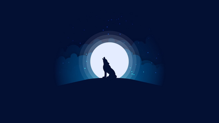 Wolf howling at the moon illustration