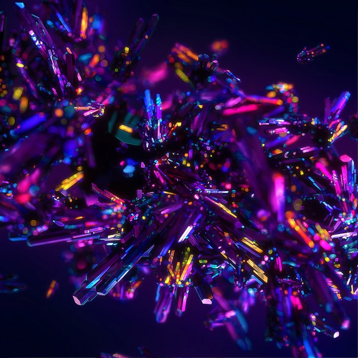 4K Colorful Abstract Purple Crystals Digital Art