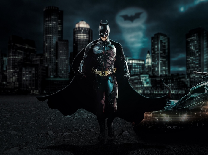 Batman from Dark Knight in city at night
