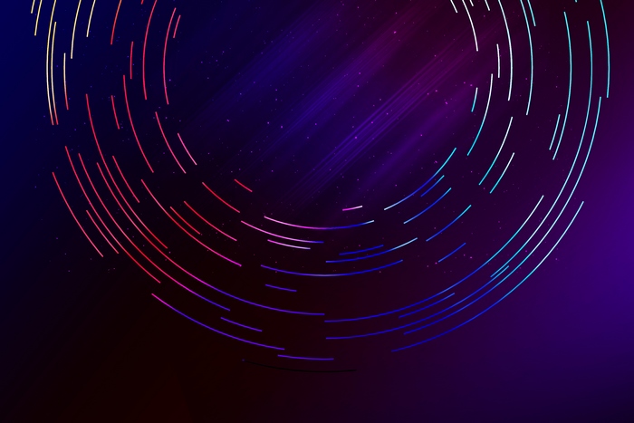 Abstract swirling lines in purple and blue space