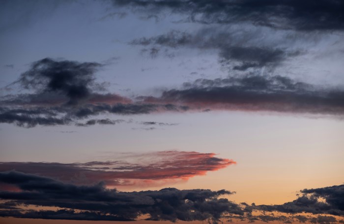 Clouds at Dusk with Red and Orange Hues