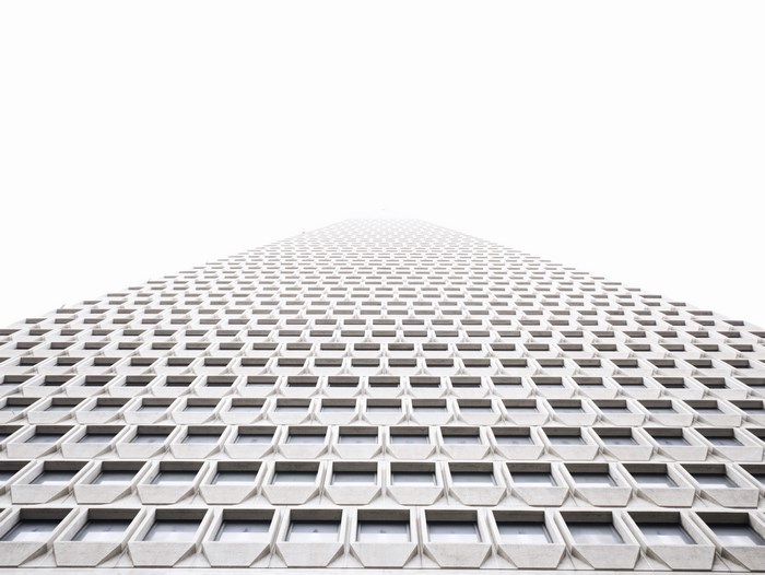 Abstract building facade with repeating windows