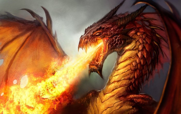 Dragon breathing fire