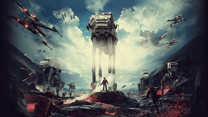 Epic Star Wars Battle with AT-AT Walkers and X-Wings