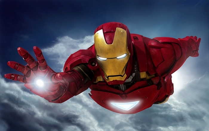 Iron Man flying in the sky