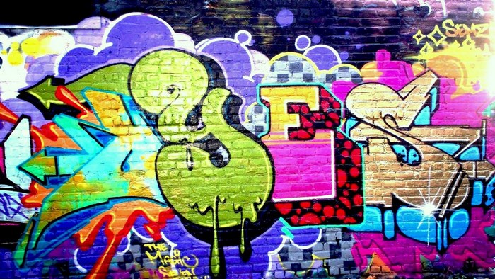 Graffiti art on brick wall
