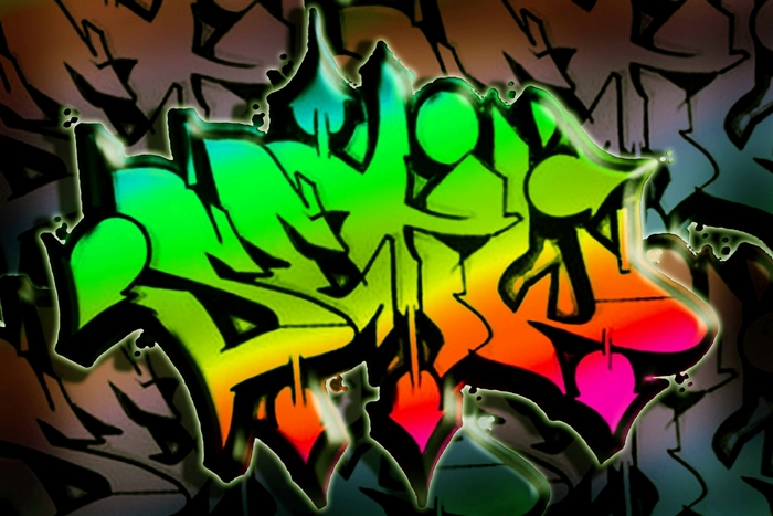 Colorful Gradient Graffiti Art with Bold Lettering
