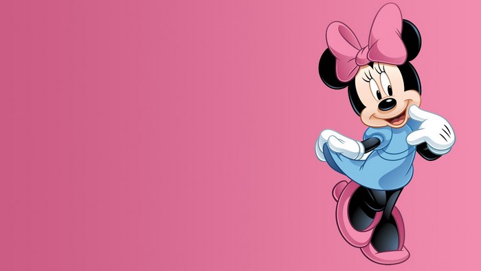 Cute Mickey Mouse with Pink Bow on Pink Background