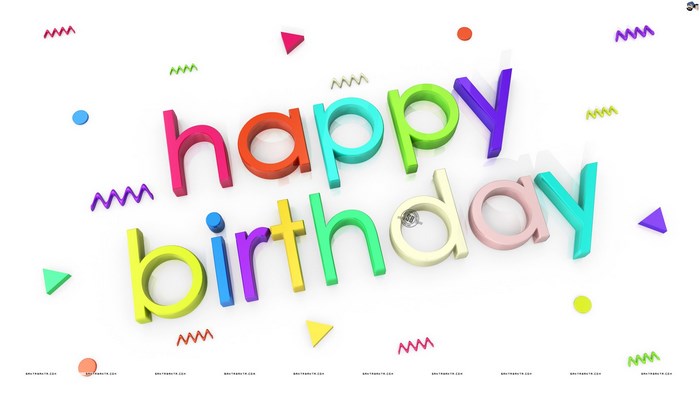Happy Birthday colorful 3D text with confetti