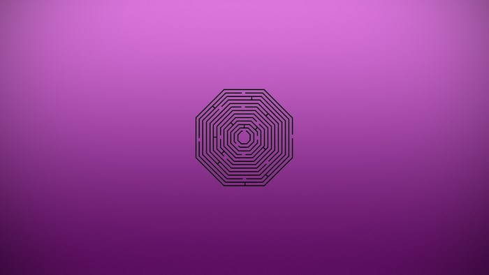Octagonal maze on a purple gradient background