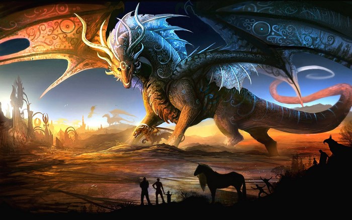 Dragon in a fantasy landscape