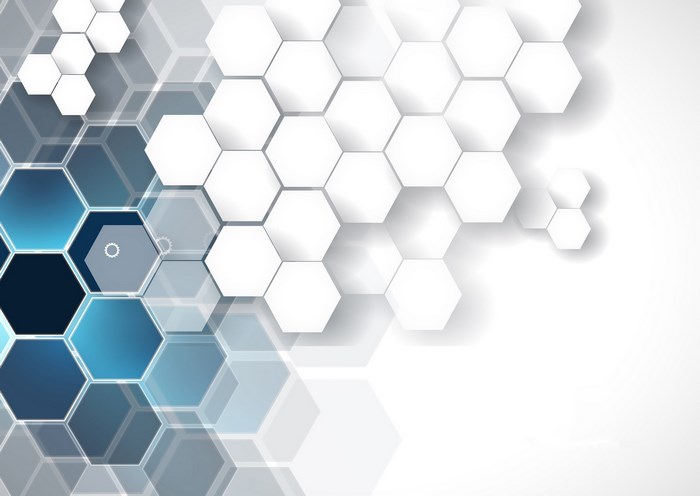 Abstract Hexagon Pattern with Blue and White Tones