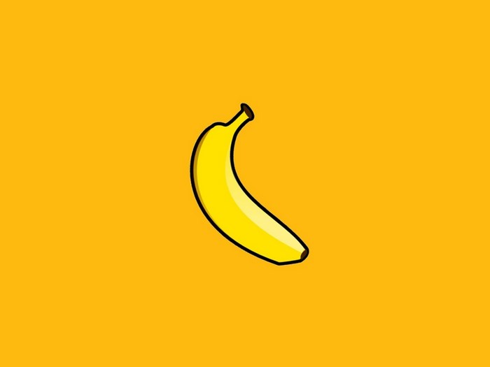 Bright Yellow Banana Illustration on Orange Background