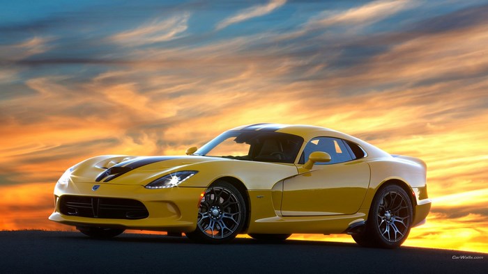 Yellow Dodge SRT Viper GTS with Black Stripes