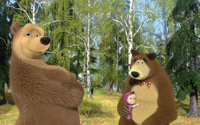 Masha and the Bear in a forest