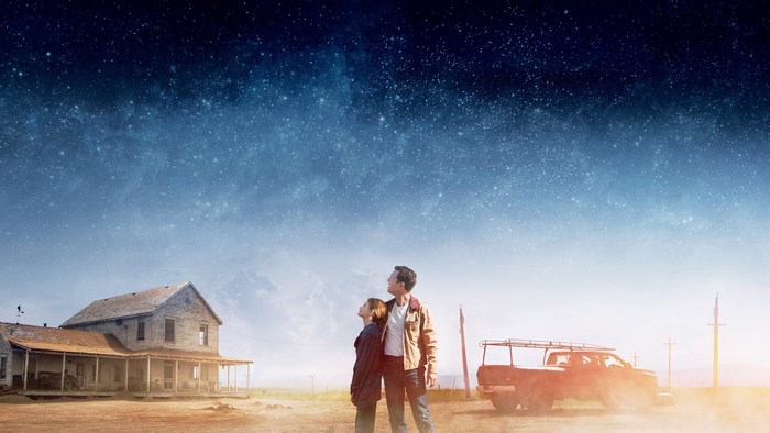 Interstellar movie poster with Cooper and Murph