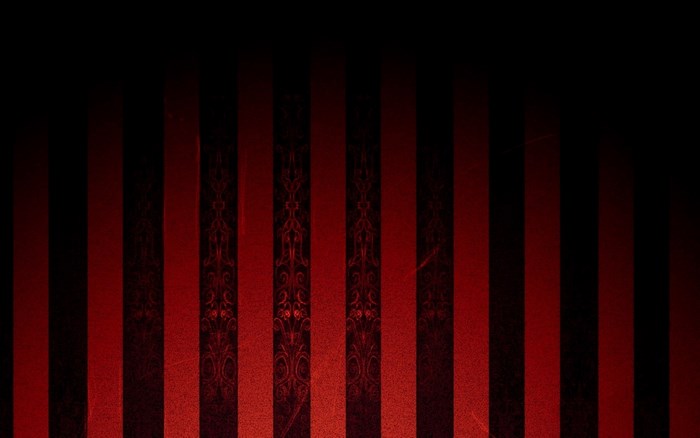 Red and black striped background with ornate patterns